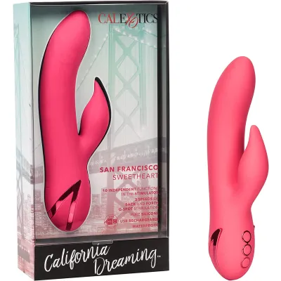 CalExotics California Dreaming San Francisco Sweetheart Silicone Rabbit Vibrator Waterproof G Spot Sex Toys for Couples 10 Vibration Function Massager Pink