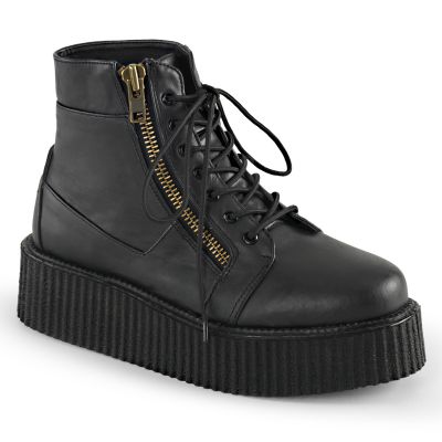 2 inches PF Lace Up Creeper Bootie w Exposed Zipper Detail
