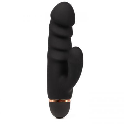 Bondara Black Silicone 20 Function Girthy Ridged Rabbit Vibrator