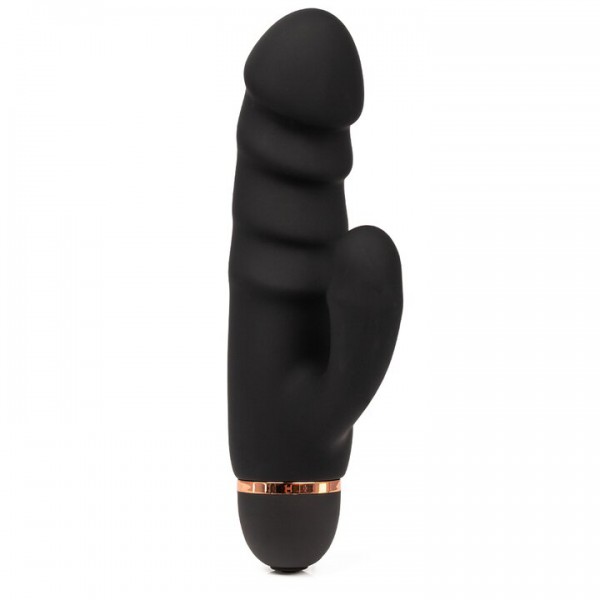Bondara Black Silicone 20 Function Girthy Ridged Rabbit Vibrator