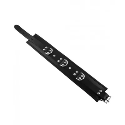 Rouge Padded Leather 3 D Ring Collar Black