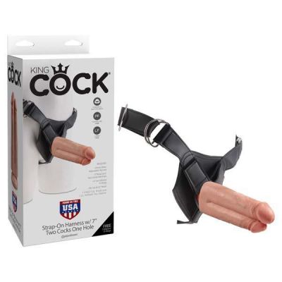 King Cock Strap On Harness with 7 Two Cocks One Hole