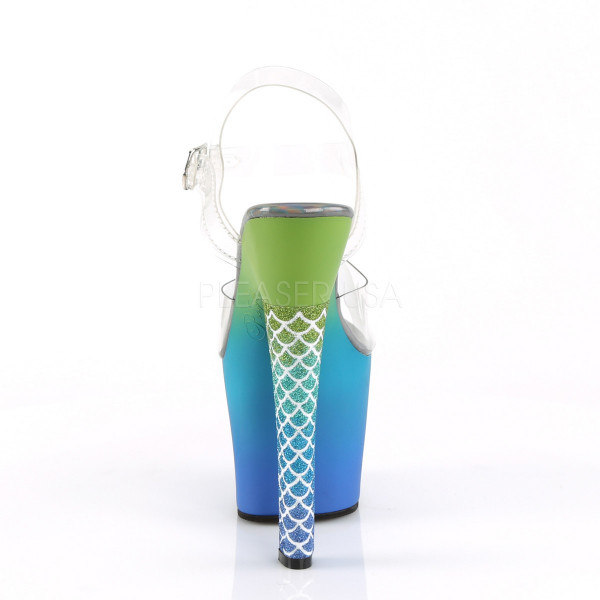 7 inches Heel, 3 1/4 inches Ombre PF Ankle Strap Sandal w/ Mermaid Scale — image 8 of 8