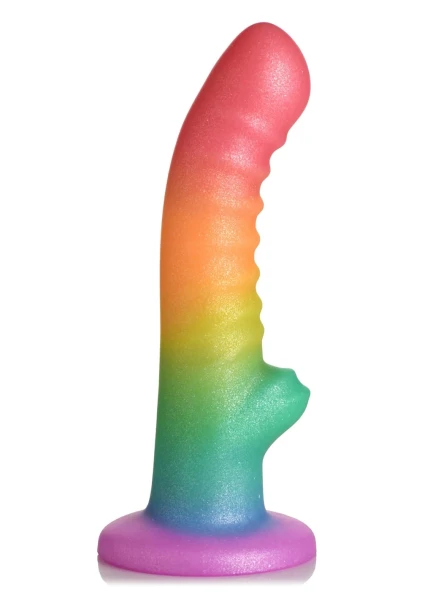 Simply Sweet Ribbed Rainbow 6.6" Silicone Suction Cup Dildo