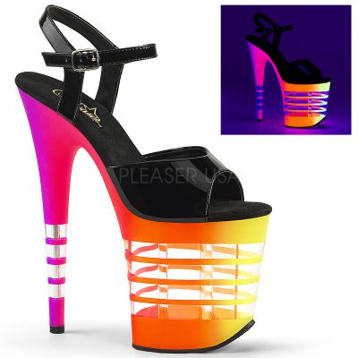 8 inches Heel 4 inches Lined PF Ankle Strap Sandal W Neon UV Reactive B