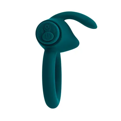 Cock Rings Playboy Bunny Buzzer Rechargeable Vibrating Silicone Cockring With Stimulator Deep Teal