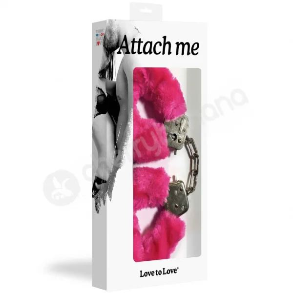 Attach Me Pink Fluffy Metal Handcuffs