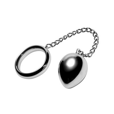 Stainless Steel Cock Ring And Anal Plug 12 Inch