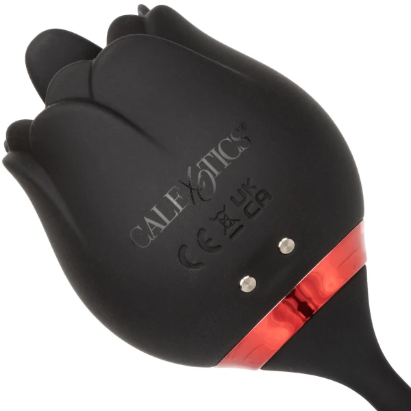 French Kiss Elite Lover Rotating Bullet Vibe & Flickering Tongue Clitoral Stimulator By CalExotics - Black