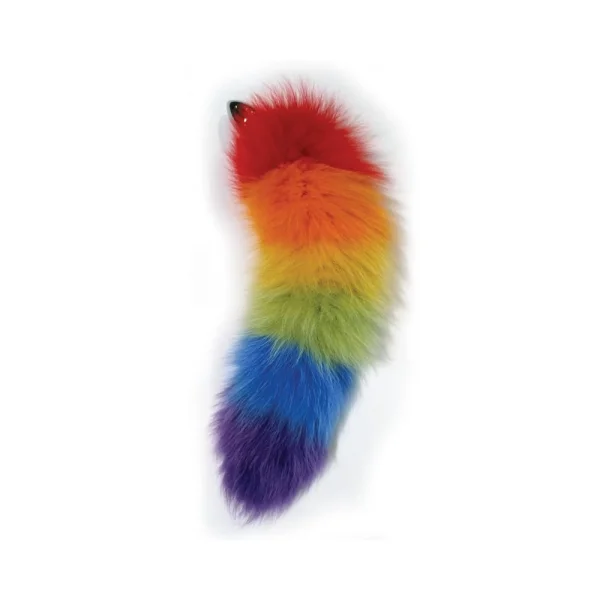 Rainbow Foxy Tail  Fur Tail With Stainless Steel Butt Plug — image 7 of 9