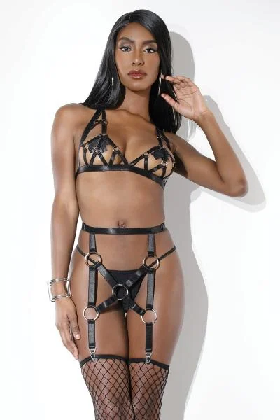 Harness Bra & Garter Belt Black O/S — image 3 of 4