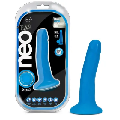 Neo Elite 6 Inch Dual Density Cock Neon Blue