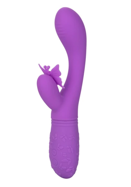Rechargeable Butterfly Kiss Silicone Flutter Dual Stimulation Vibrator By CalExotics - Purple