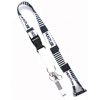HUSTLER Grayscale Flag Lanyard