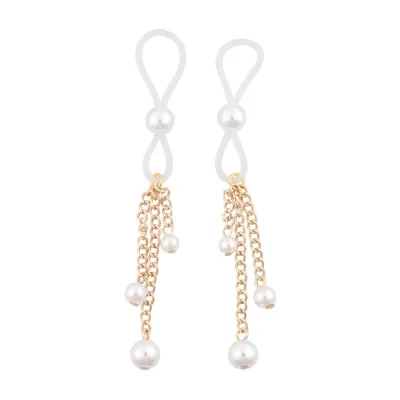 Pearl Nipple Ties Gold white