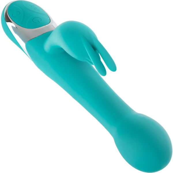 Enchanted Oscillate Rechargeable Silicone Dual Stimulation Vibrator With Thrusting, Rotating Beaded Head By CalExotics