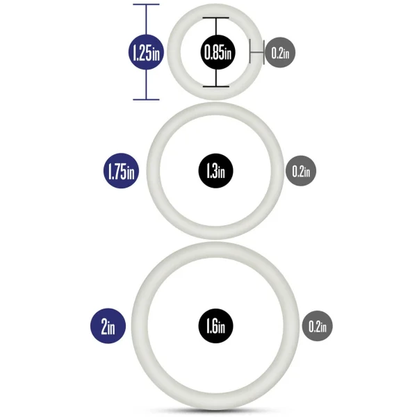 Performance VS4 Pure Premium Silicone Cock Rings By Blush Novelties - Glow-In-The-Dark White — image 5 of 6