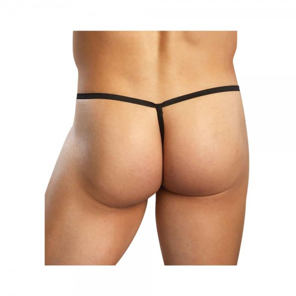 Male Power Stretch Lace Posing Strap Black One Size