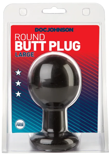 Round Butt Plug - Large - Black
