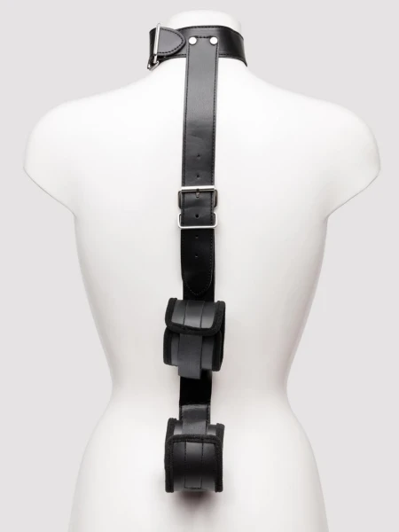 Bondage Boutique Faux Leather Collar to Wrist Restraints