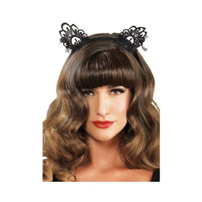 Venice Lace Cat Ears W organza Bows O s Black