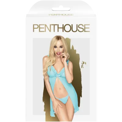 Penthouse After Sunset Turquoise Mini Dress with Thong