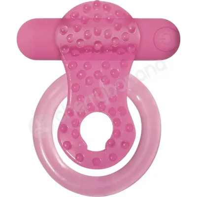 Adam Eve Rechargeable Couples Enhancer Pink Cock Balls Ring With Bullet Vibe