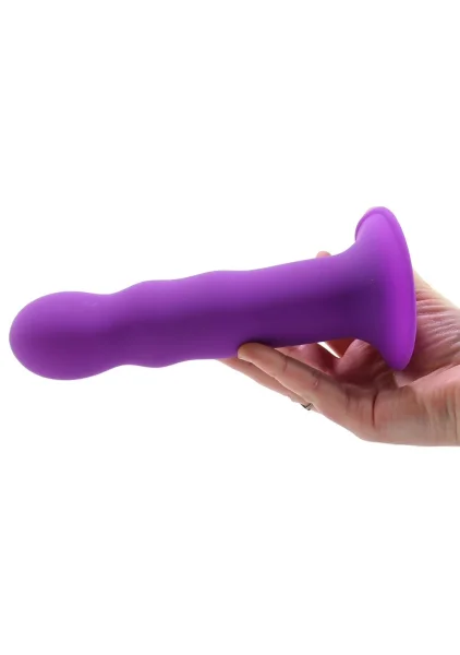 Squeeze-It Squeezable Wavy Suction Cup Dildo - Purple