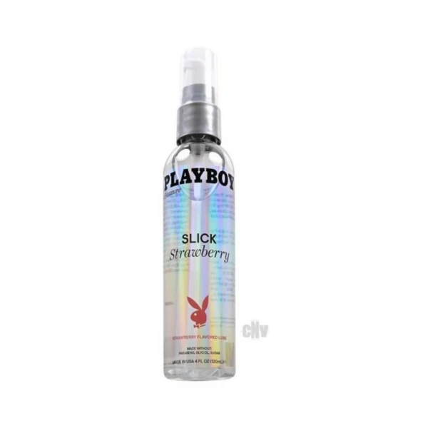 Lubricants: Playboy Slick Flavored Water-based Lubricant Strawberry 4 Oz.