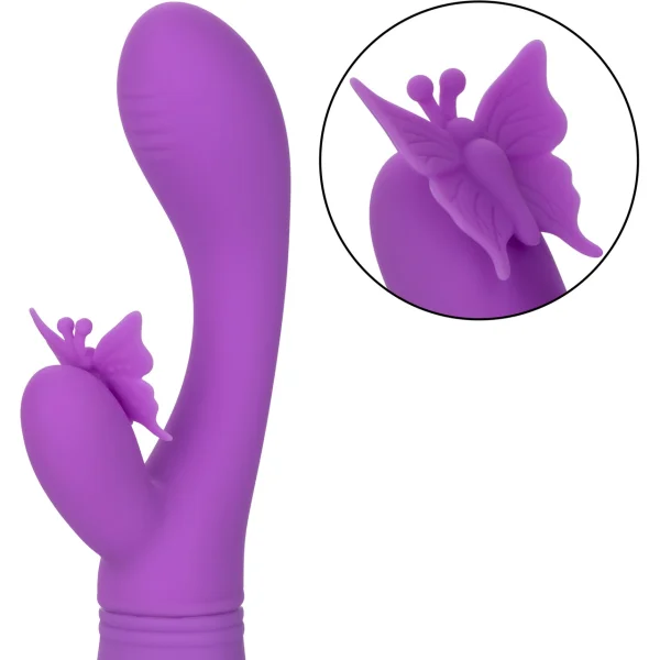 Rechargeable Butterfly Kiss Silicone Flutter Dual Stimulation Vibrator By CalExotics - Purple