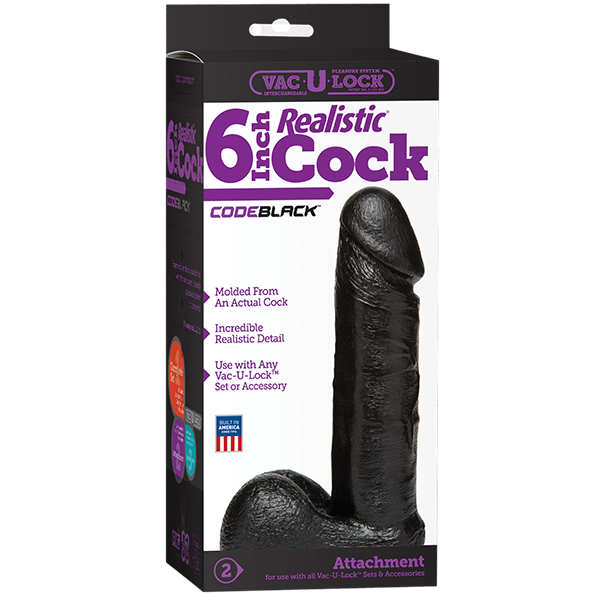 Vac-U-Lock CODE BLACK 6" Realistic Cock