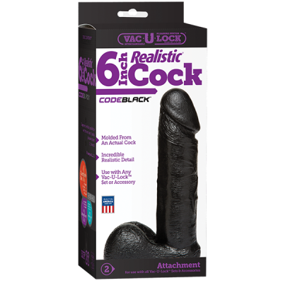 Vac U Lock CODE BLACK 6 Realistic Cock
