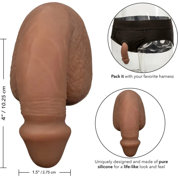 Packer Gear Silicone Packing Penis 4" / 10.25 cm By CalExotics - Chocolate