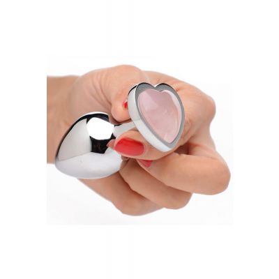 Booty Sparks Genuine Rose Quartz Heart Shaped Butt Plug