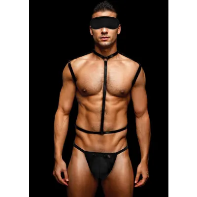 Envy 3 Pc Wet Look Chest Harness Medium large Black
