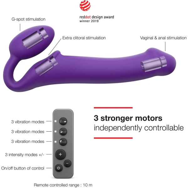 Strap-On-Me Vibrating Bendable Strap-On Dildo with Remote Control
