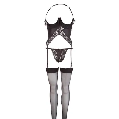 Open bust Basque Set Black S m