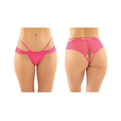 Posey Strappy Lace And Microfiber Crotchless Panty 6 pack S m Pink