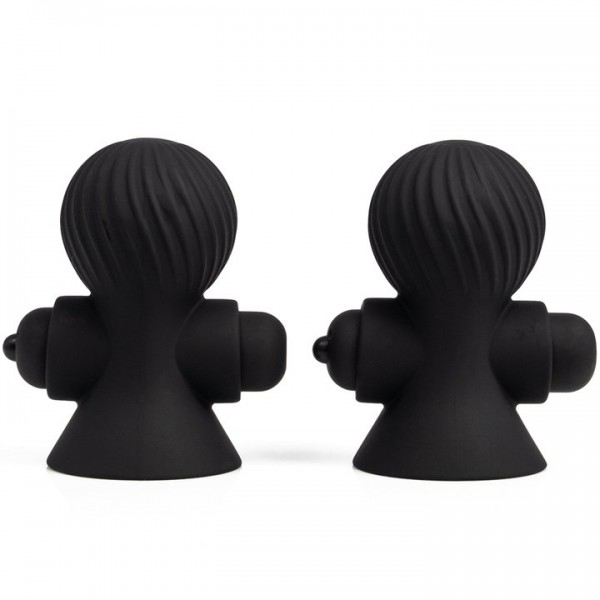 Bondara Black Silicone 12 Function Vibrating Nipple Suckers