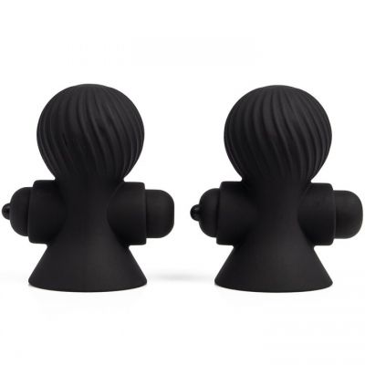 Bondara Black Silicone 12 Function Vibrating Nipple Suckers