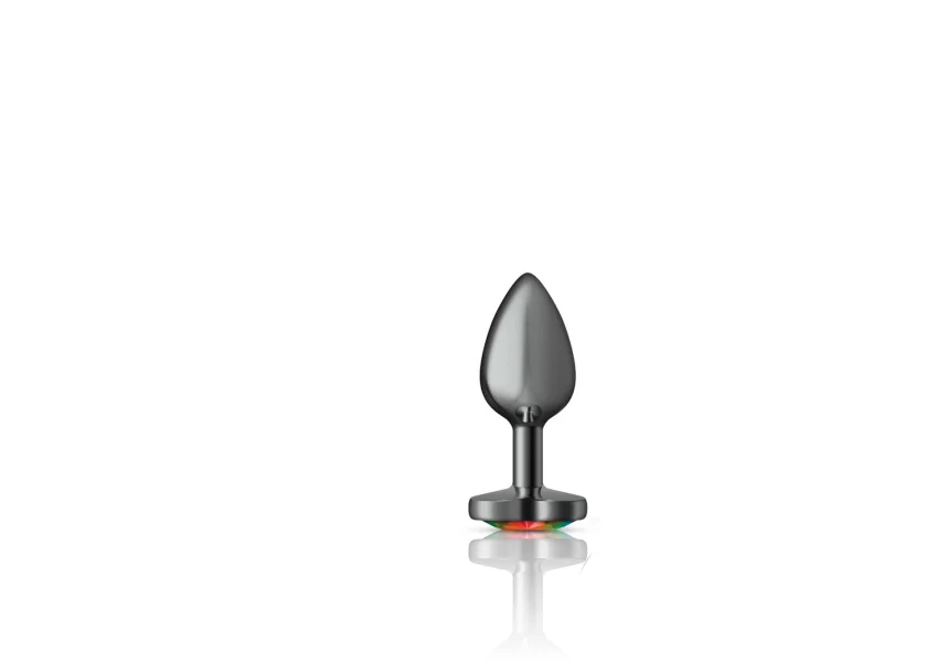 Cheeky Charms - Gunmetal Metal Butt Plug - Heart - Rainbow - Small