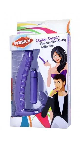 Double Delight Dual Penetration Vibrating Rabbit C Ring