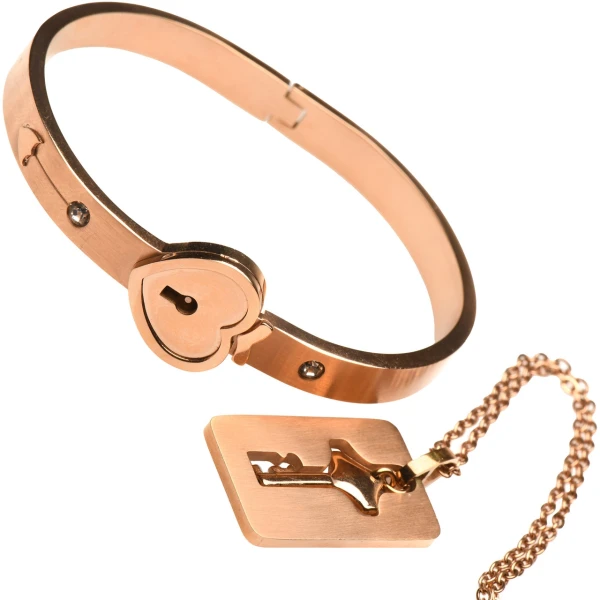Cuffed Locking Bracelet and Key Necklace