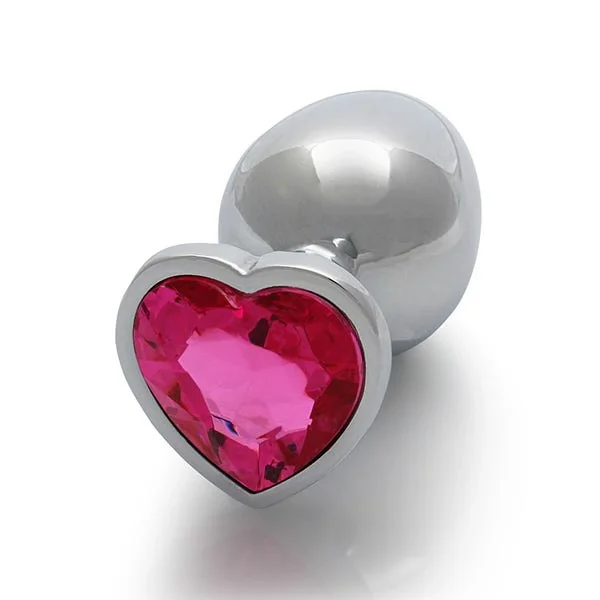 Ouch Pink Heart Gem Metal Plug Large