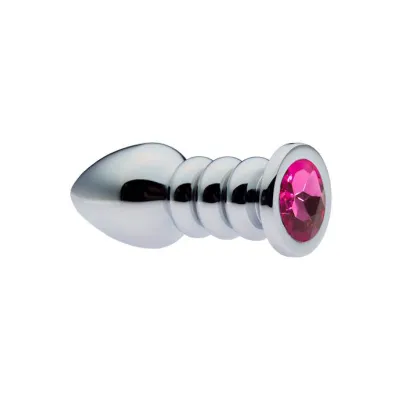 Kinki Ribbed Gemmed Butt Plug Pink Large