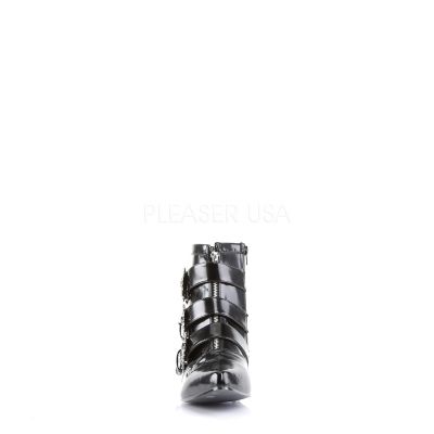 BROGUE 06 1 Heel Blk Winklepicker Beatle boot w Skull Buckles