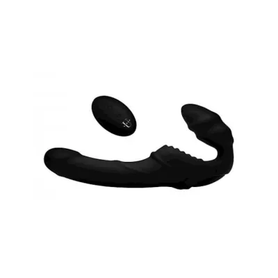 Pro Rider 9x 8 5 Vibrating Silicone Strapless Strap On With Remote Control Black 8 5 Inches