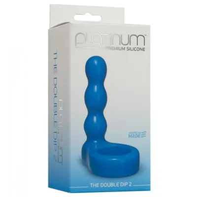 The Double Dip 2 Silicone Dual Penetration C Ring Blue