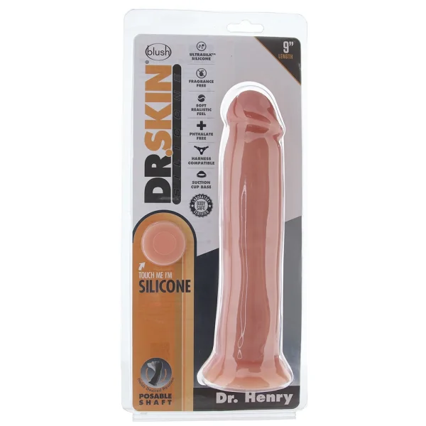 Dr. Skin Dr. Henry 9" Realistic Posable Silicone Dildo With Suction Cup By Blush - Vanilla