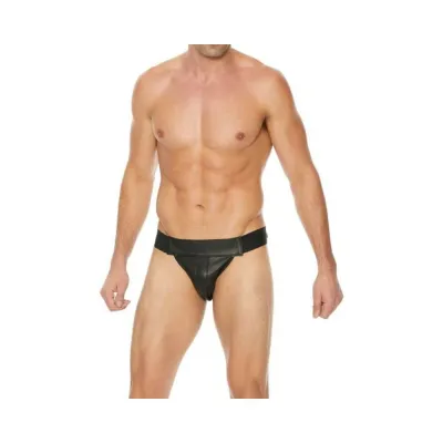 Premium Leather Plain Front With Zip Jock S m Black